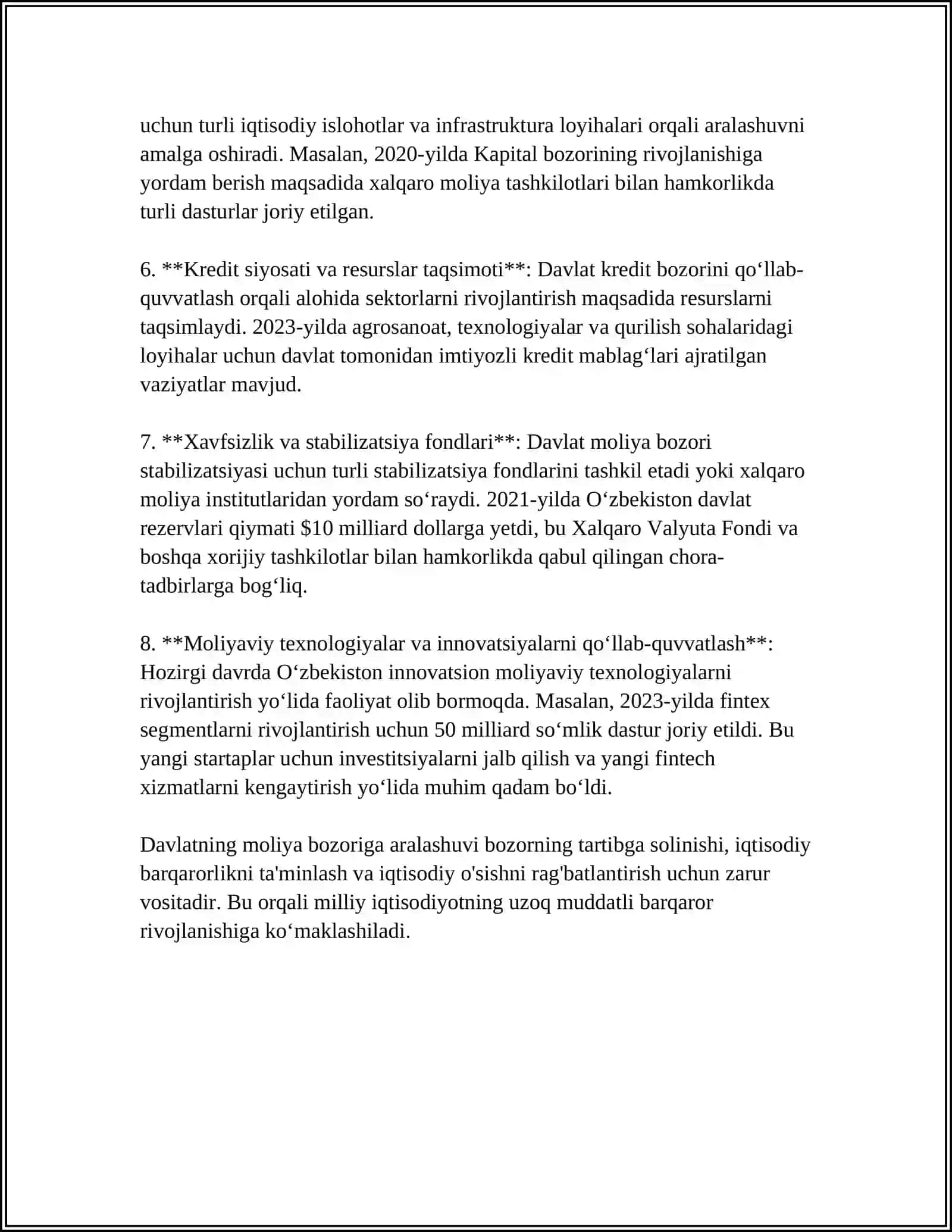 MOLIYA BOZORINI TARTIBGA SOLISHDA DAVLATNING ROLI 4