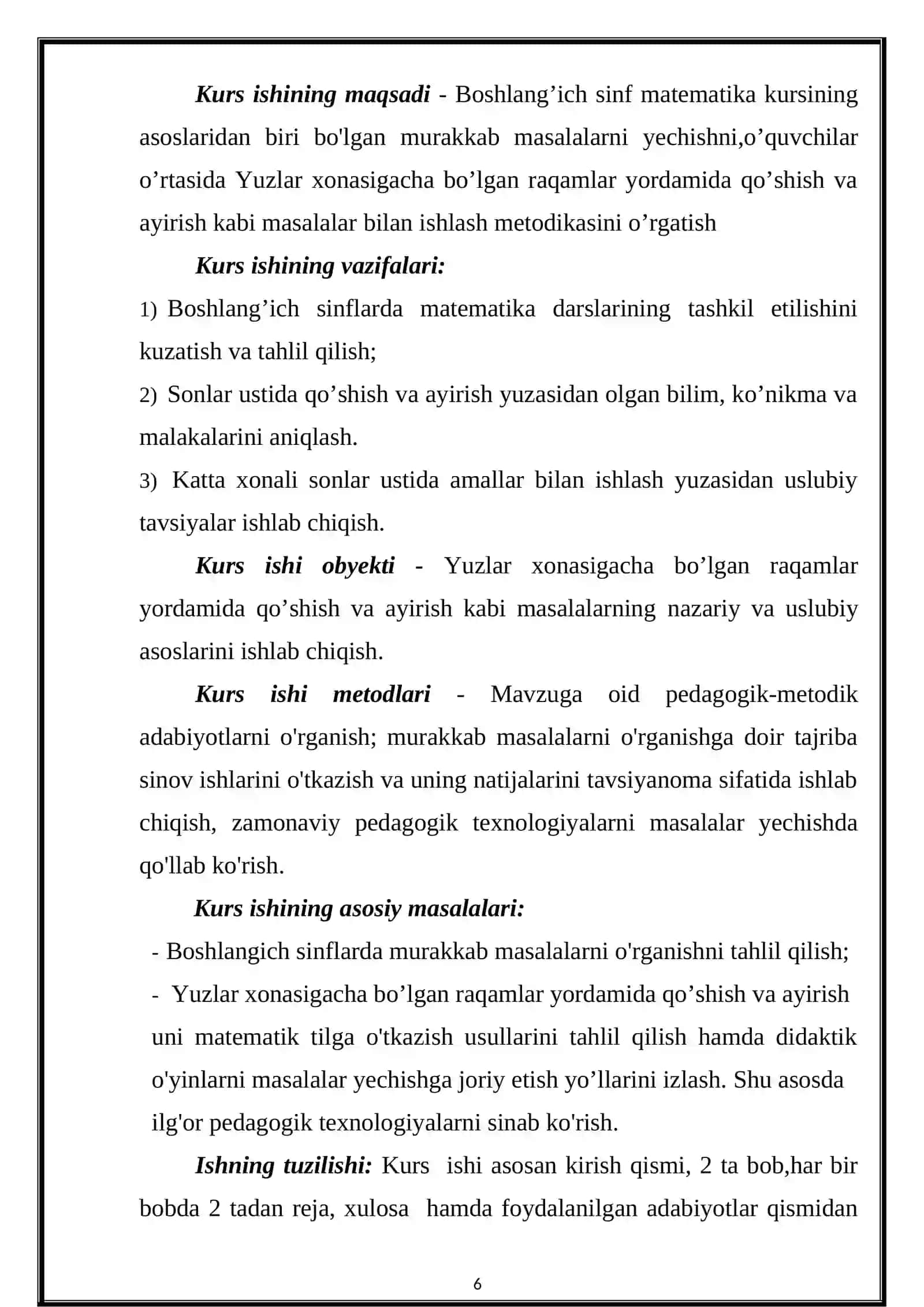 MATEMATIKA O’QITISH METODIKASI "FANIDAN KURS ISHI" 4