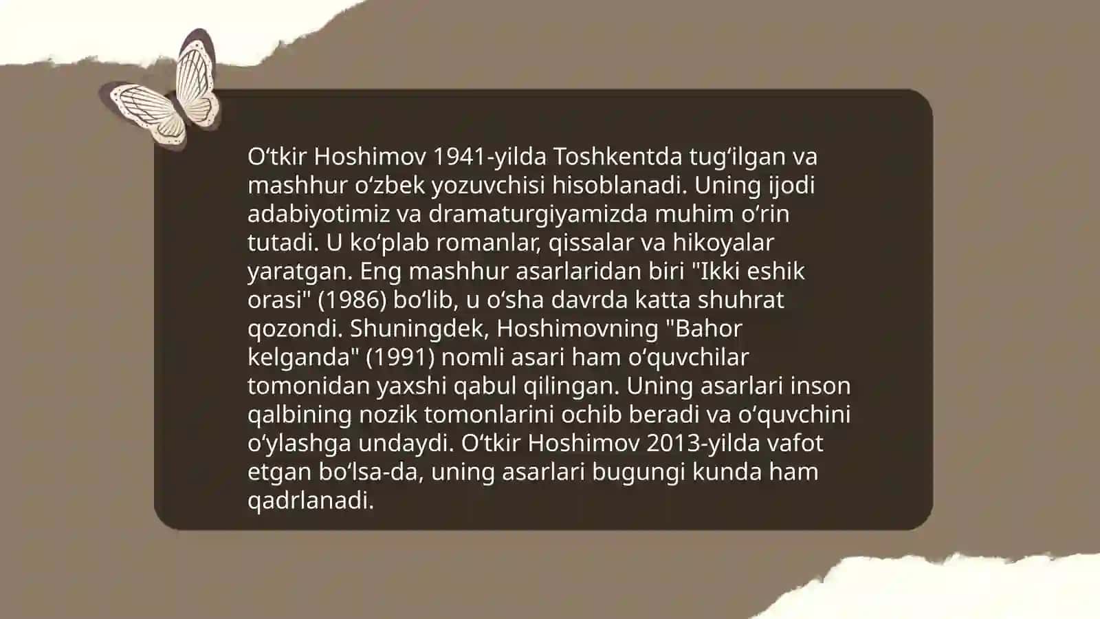 Oʻtkir Hoshimov hayoti va ijodi 4