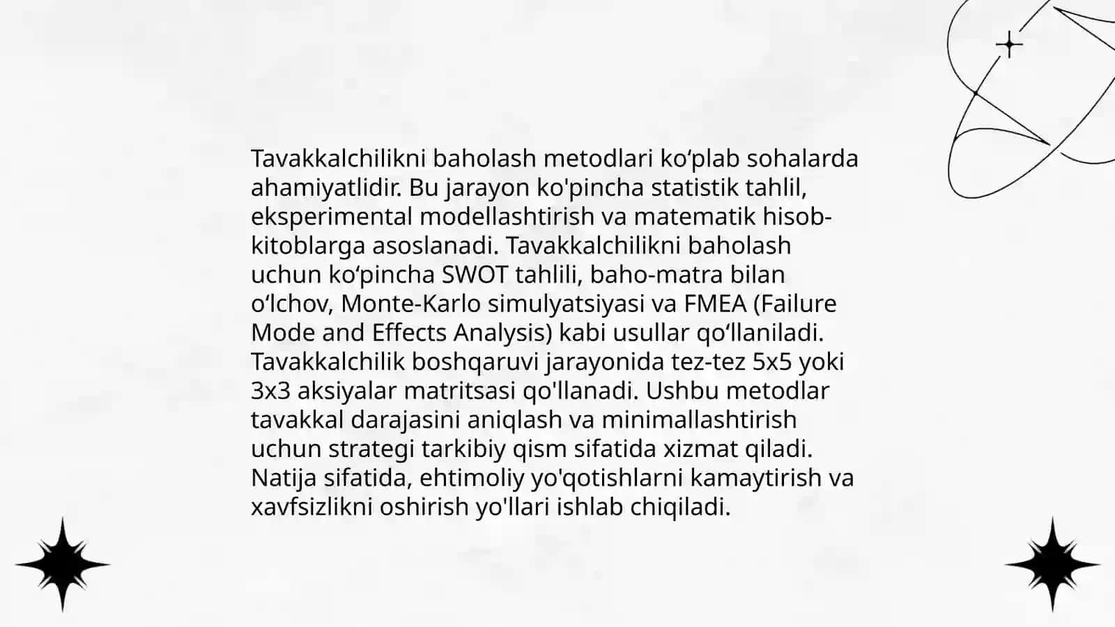 Tavakkalchilikni tahlil qilish usullari 4