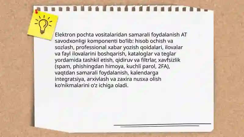 At Kompetensiyasining shakllanishda elektron pochta 4