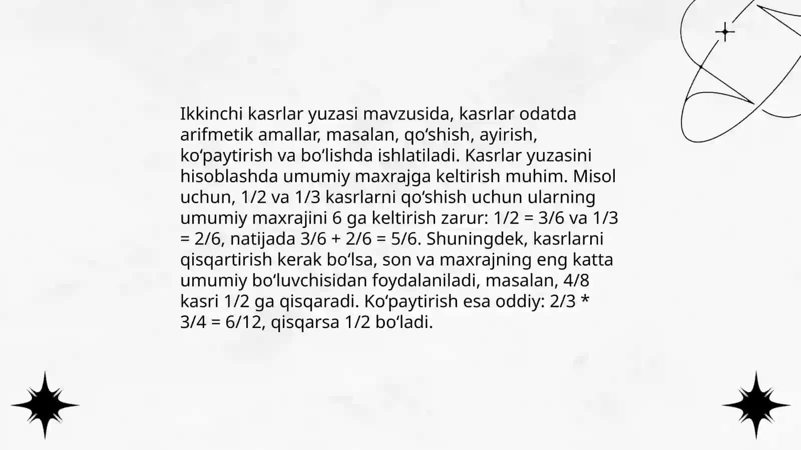 Kasrlar haqida malumot 4