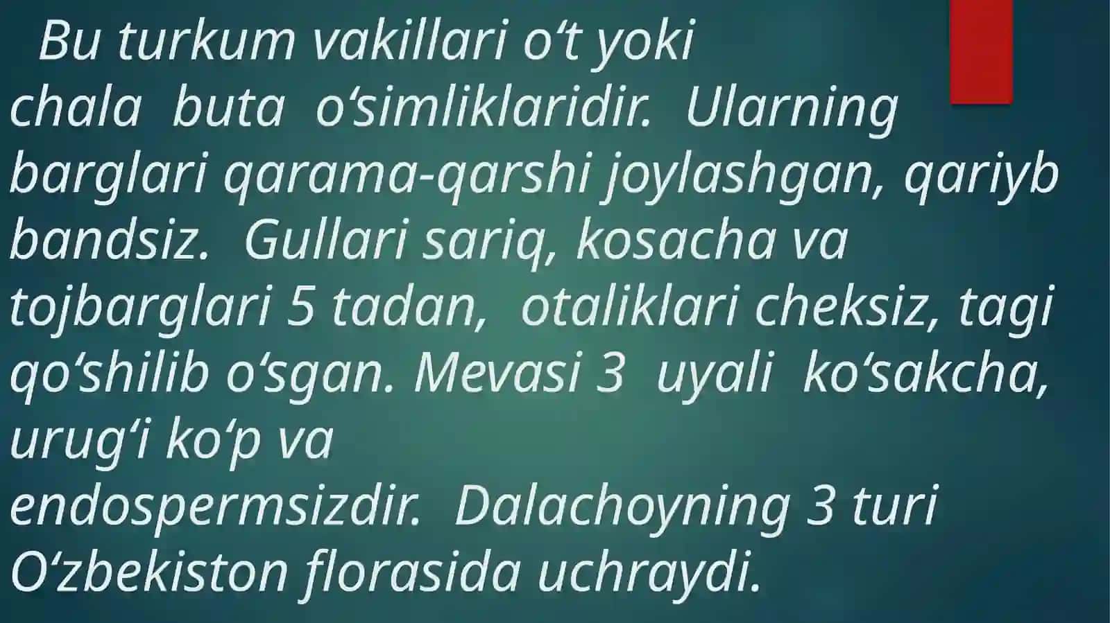 DALACHOYDOSHLAR VA ZIG’IRDOSHLAR OILALARI 4
