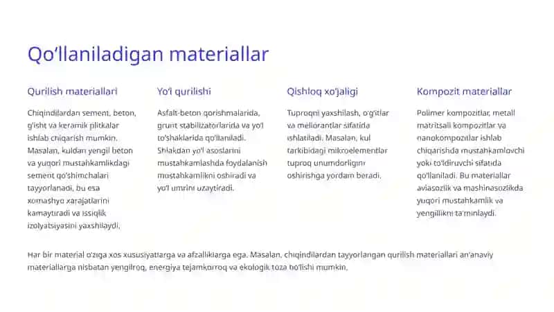 Yoqilgi energetika sanoati chiqindilari asosidagi materiallar 4