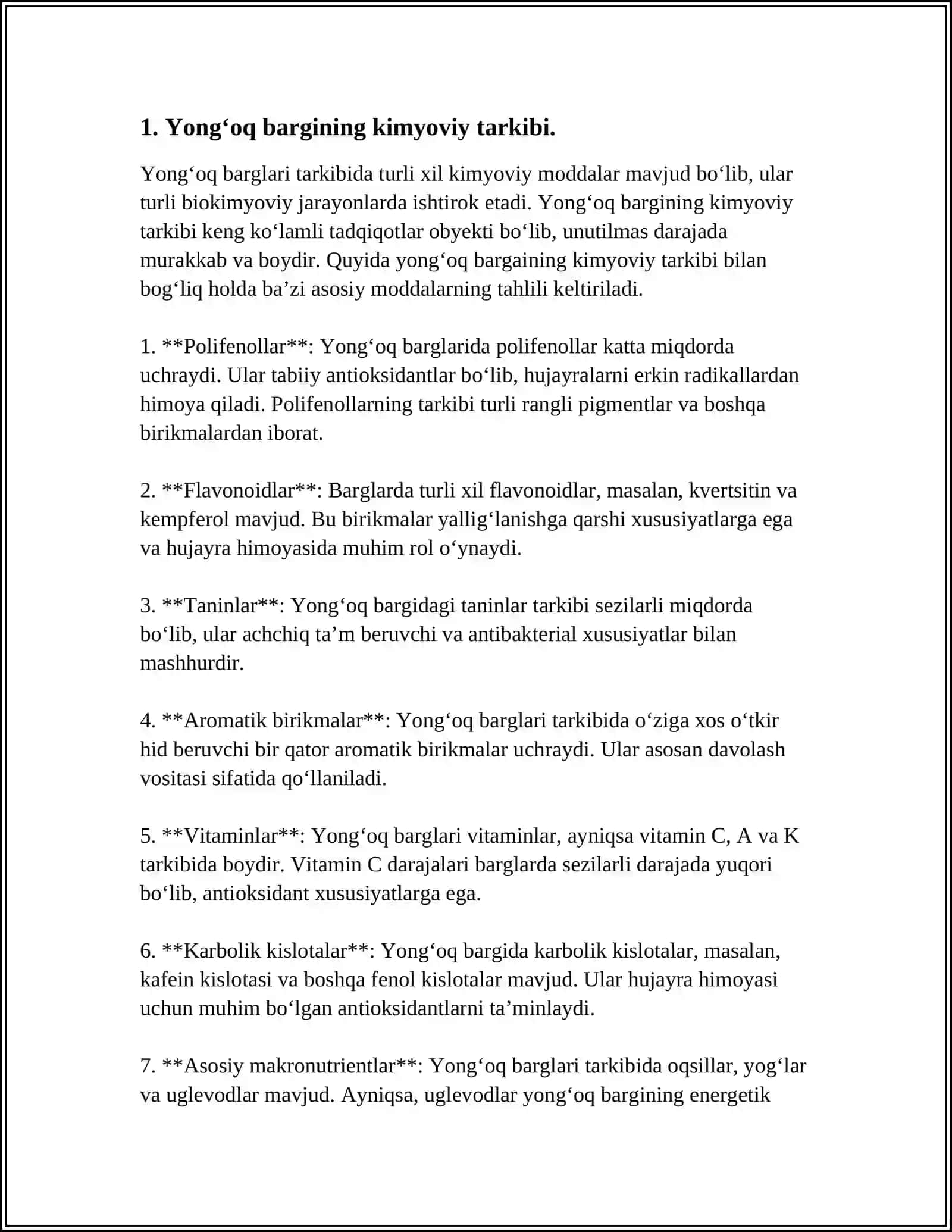Yongʻoq bargining kimyoviy tarkibi 4