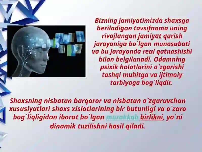 Shaxsning malaka va odatlari slayd 4