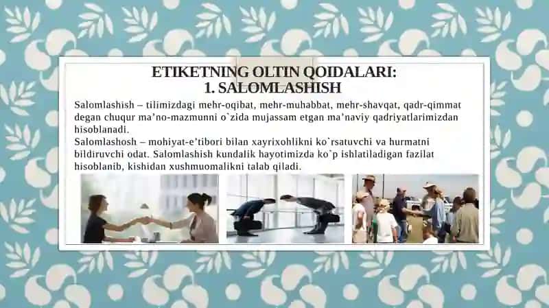 Inson ma’naviyatida etiketning o`rn 4