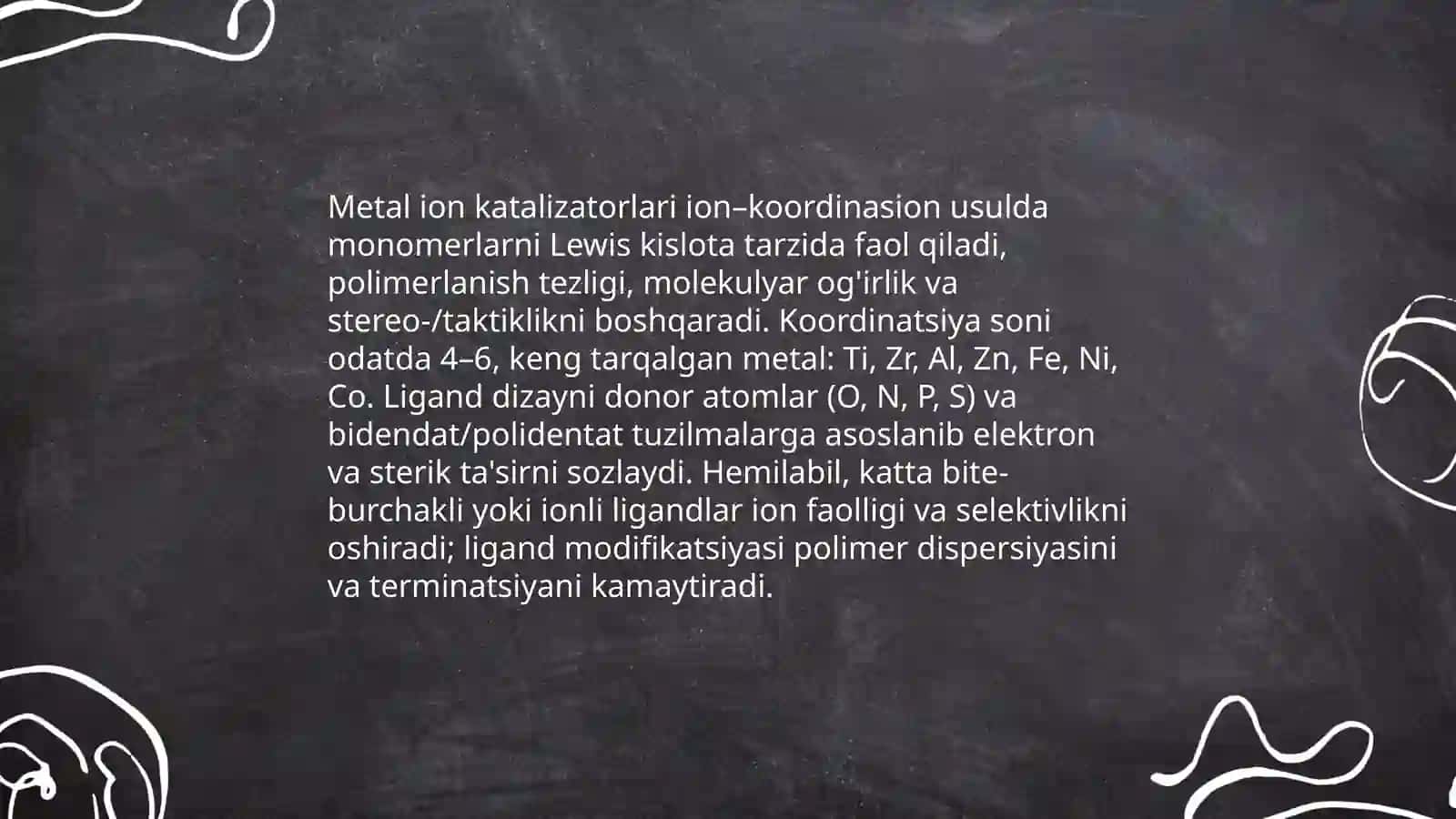 Ion–koordinasion usulda olinadigan sanoat polimerlari 4