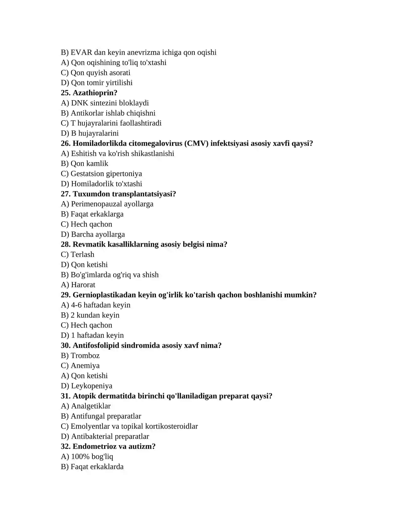 Bolalar kasalliklari savollari 4