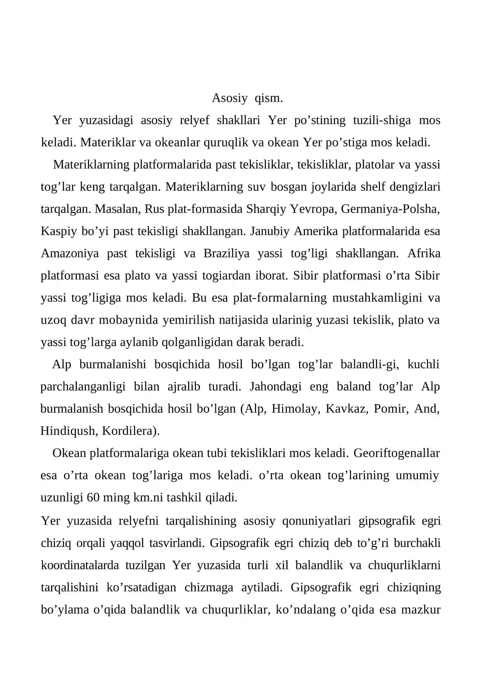 Quruqlik yuzasidagi asosiy relieflar, tekisliklar 4