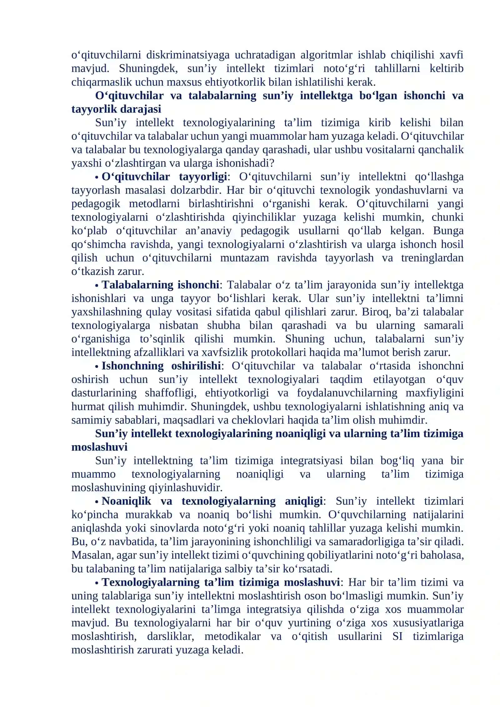 TA'LIMDA SUN’IY INTELLEKT: MUAMMO VA ISTIQBOLLAR 4