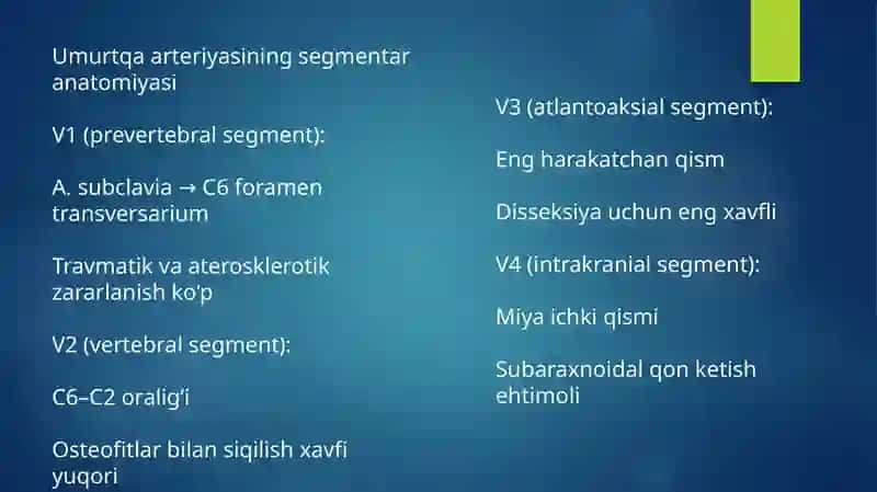 Umurtqa arteriyalari shikastlanishlari 4