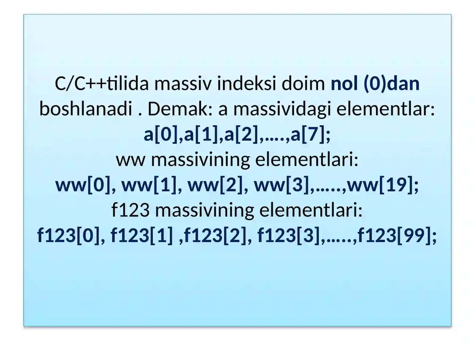 С/С++tilida massivlar bilan ishlash 4