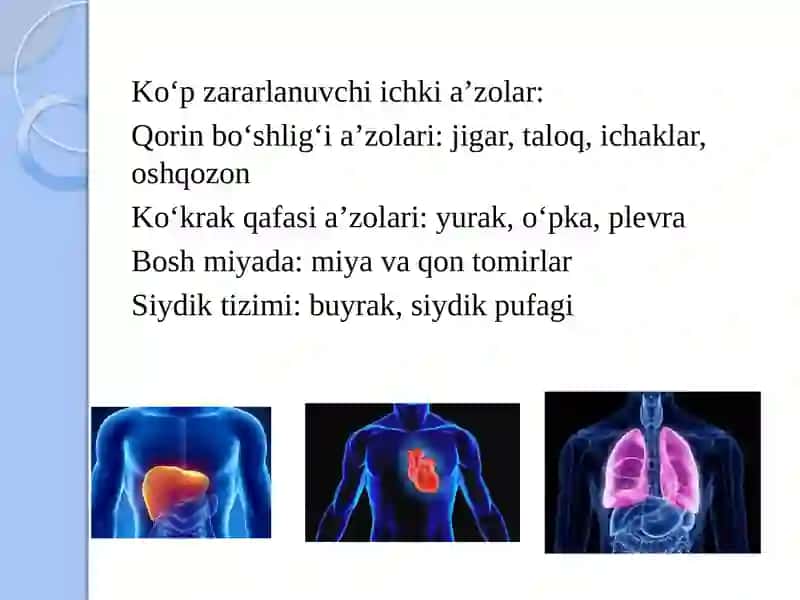 Jarohat olganlarda ichki aʼzolar kasalliklari 4