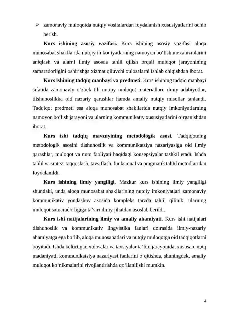 Aloqa munosabat shakllarining nutqiy imkoniyatlari 4