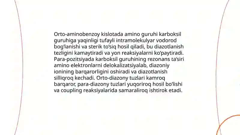 Aminobenzoy kislotalari asosida diazobirikmalar sintezi va xossalari 4