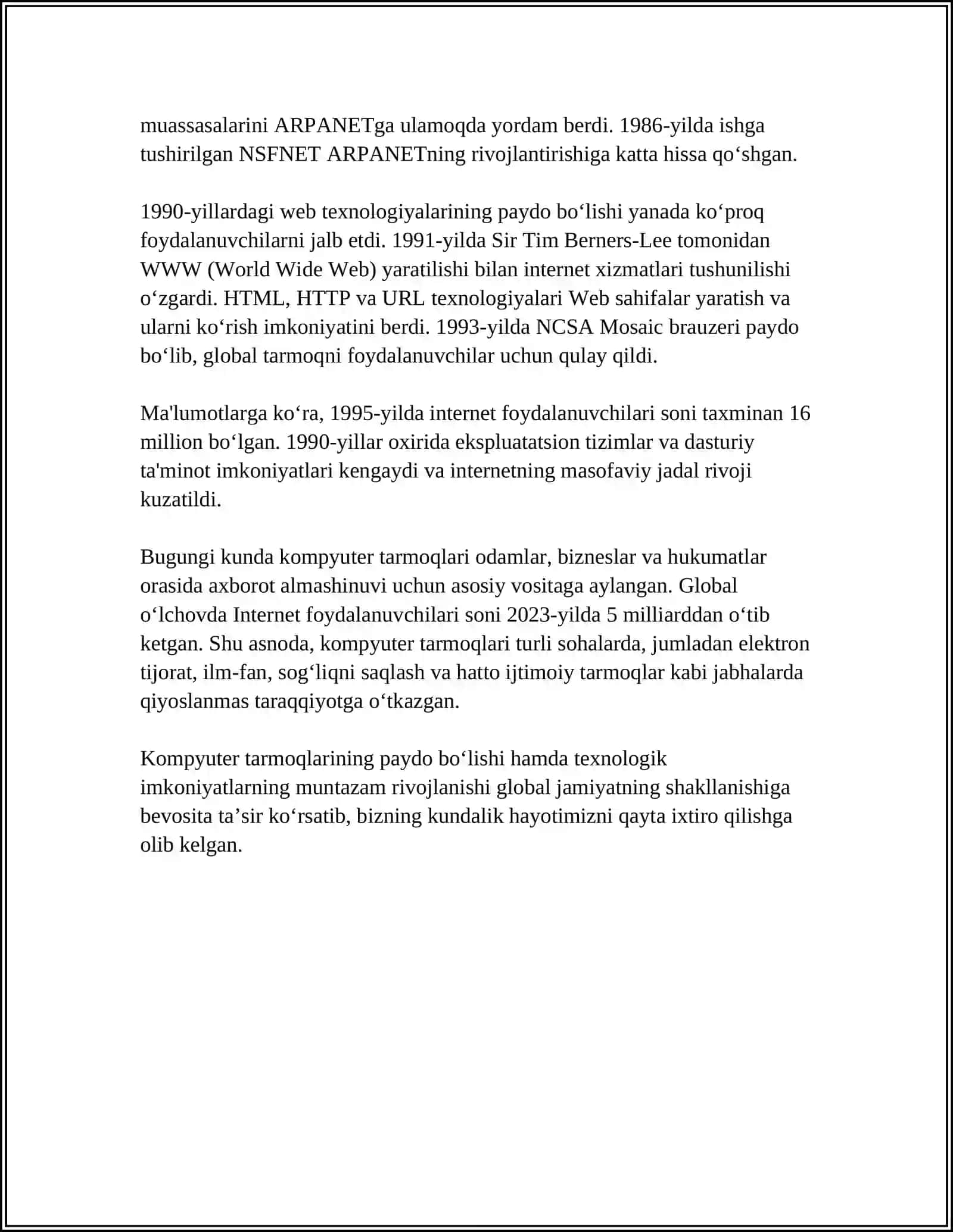 KOMPYUTER TARMOQLARINING RIVOJLANISH EVOLUTSIYASI 4