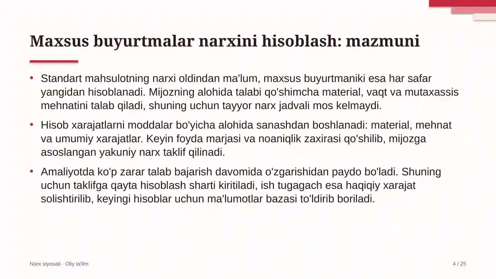 ta'lim tizimida maxsus buyurtmalar narxini hisoblash 1782 4