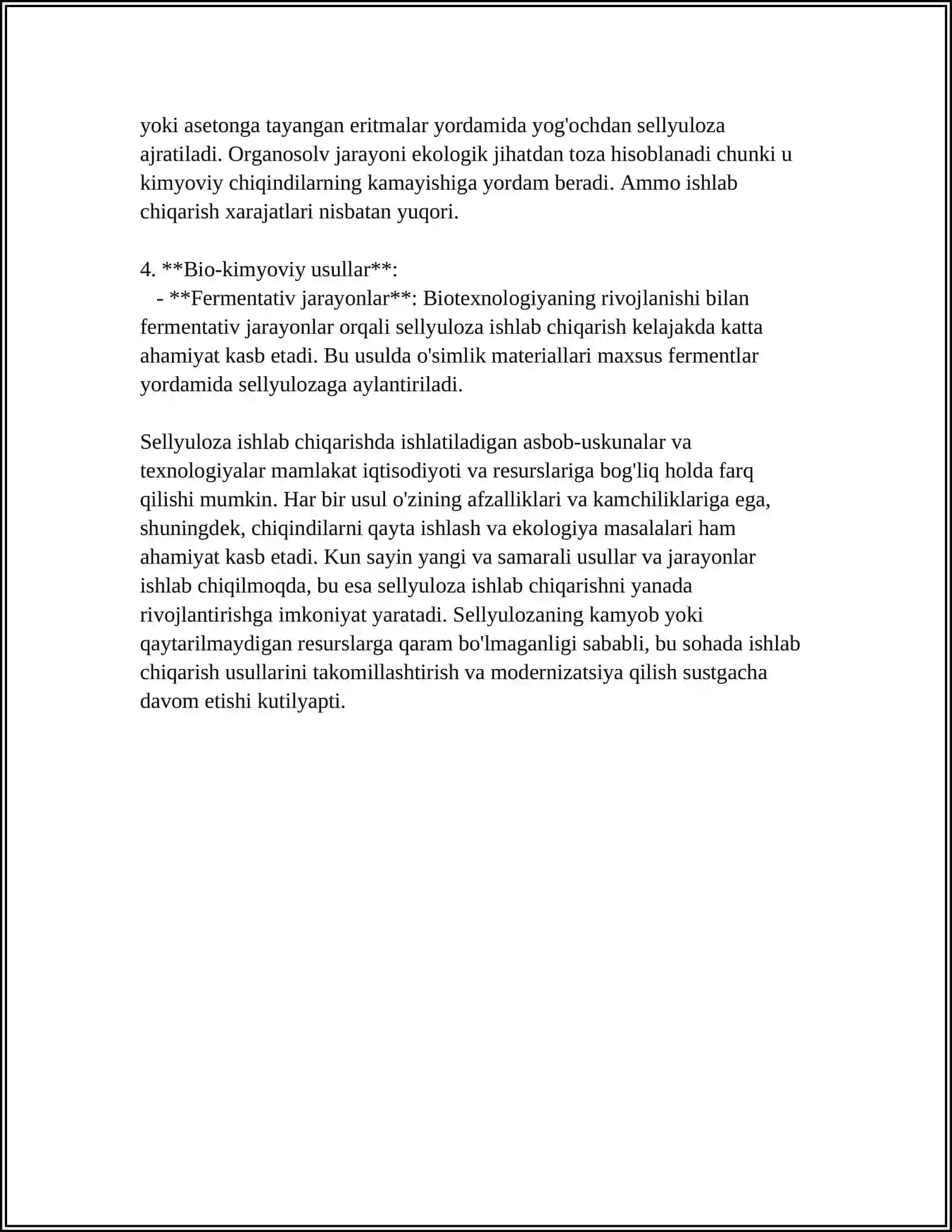 PAXTA MOMIGIDAN SELLYULOZA ISHLAB CHIQARISH 4