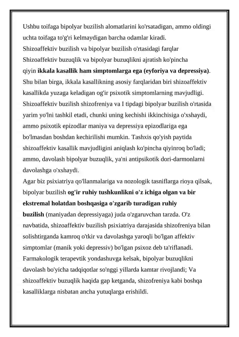 Shizoaffektiv buzilish va bipolyar buzilish 4