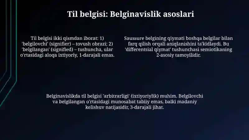 Ferdinand Du Sossurning lingvistik nazariyasi va tilshunoslikda struturalizm 4