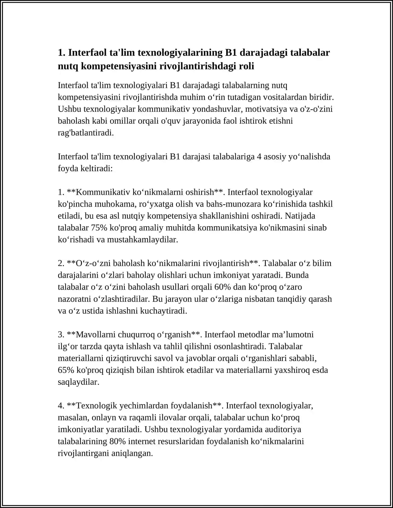 THE ROLE OF INTERACTIVE EDUCATIONAL TECHNOLOGIES IN DEVELOPING DISCOURSE COMPETENCE OF B1 LEVEL STUDENTS 4