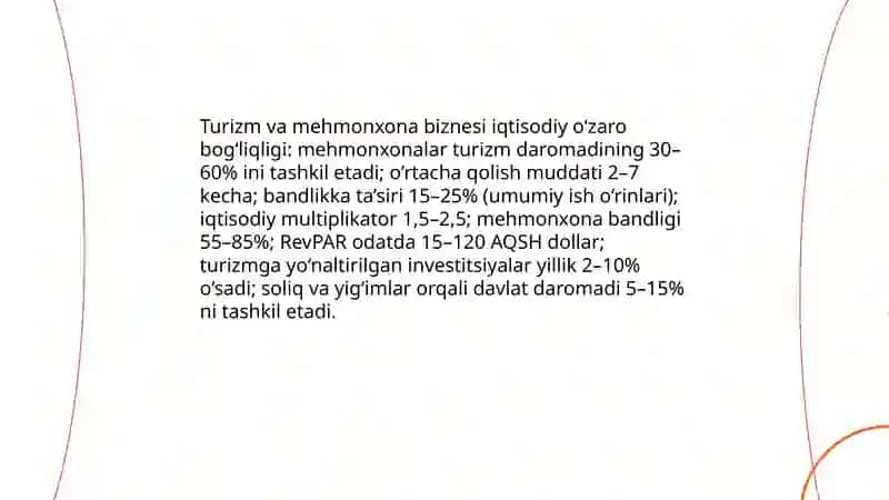 Turizm va mehmonxona biznesi ozaro bogliqligi 4