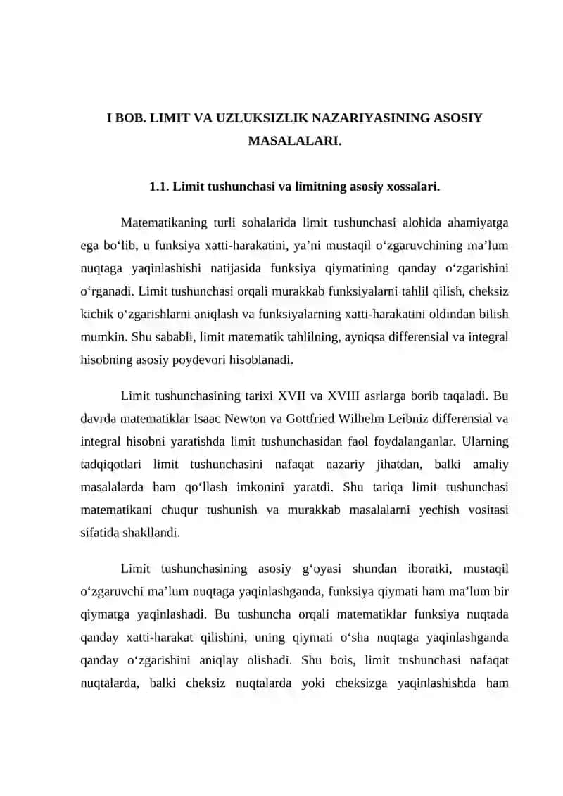 Limit funksiyasining uzluksizligi, uni differensiallash va integrallash 4