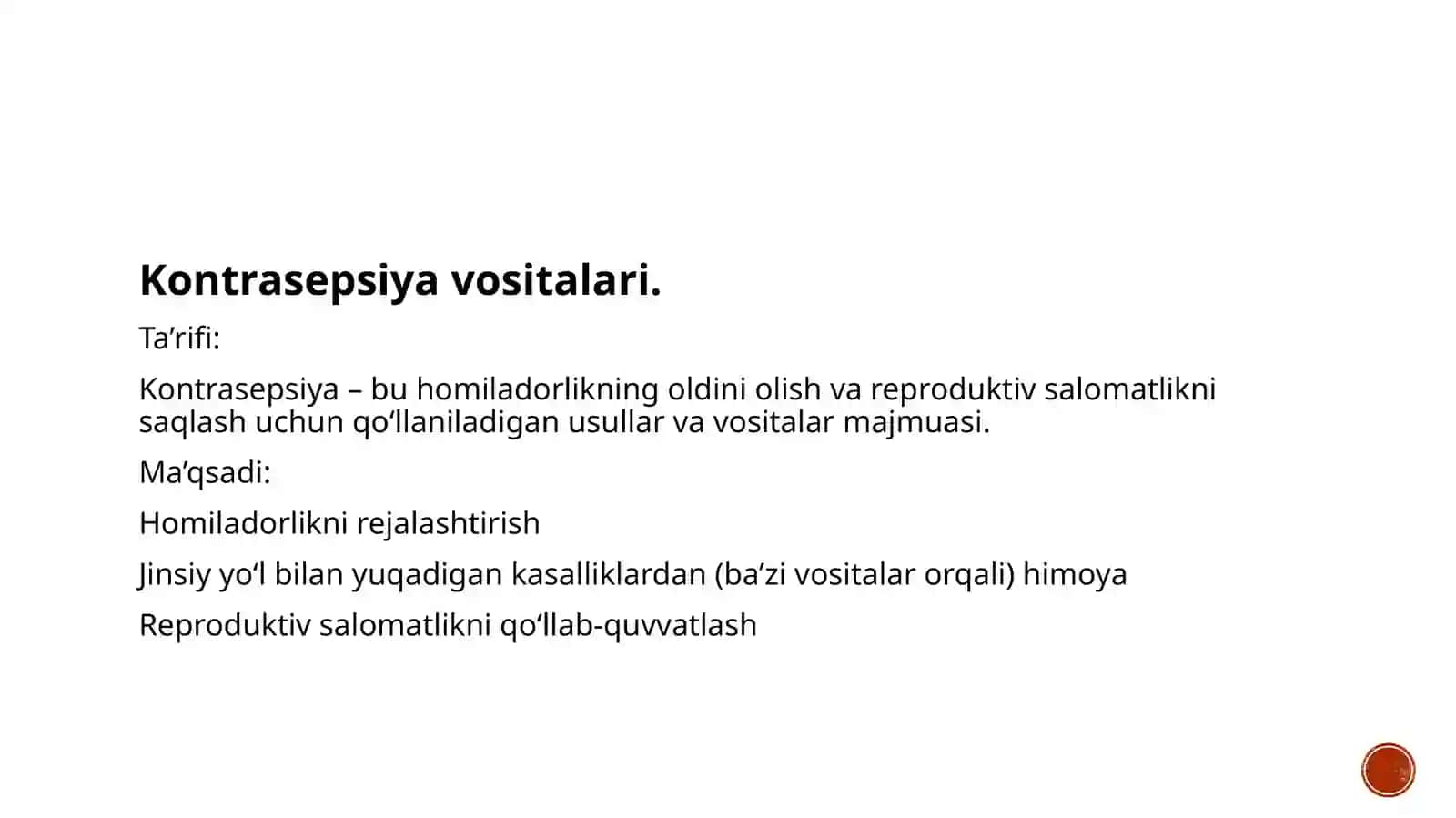Kontrasepsiya vositalari. Probiotik va prebiotiklar 4