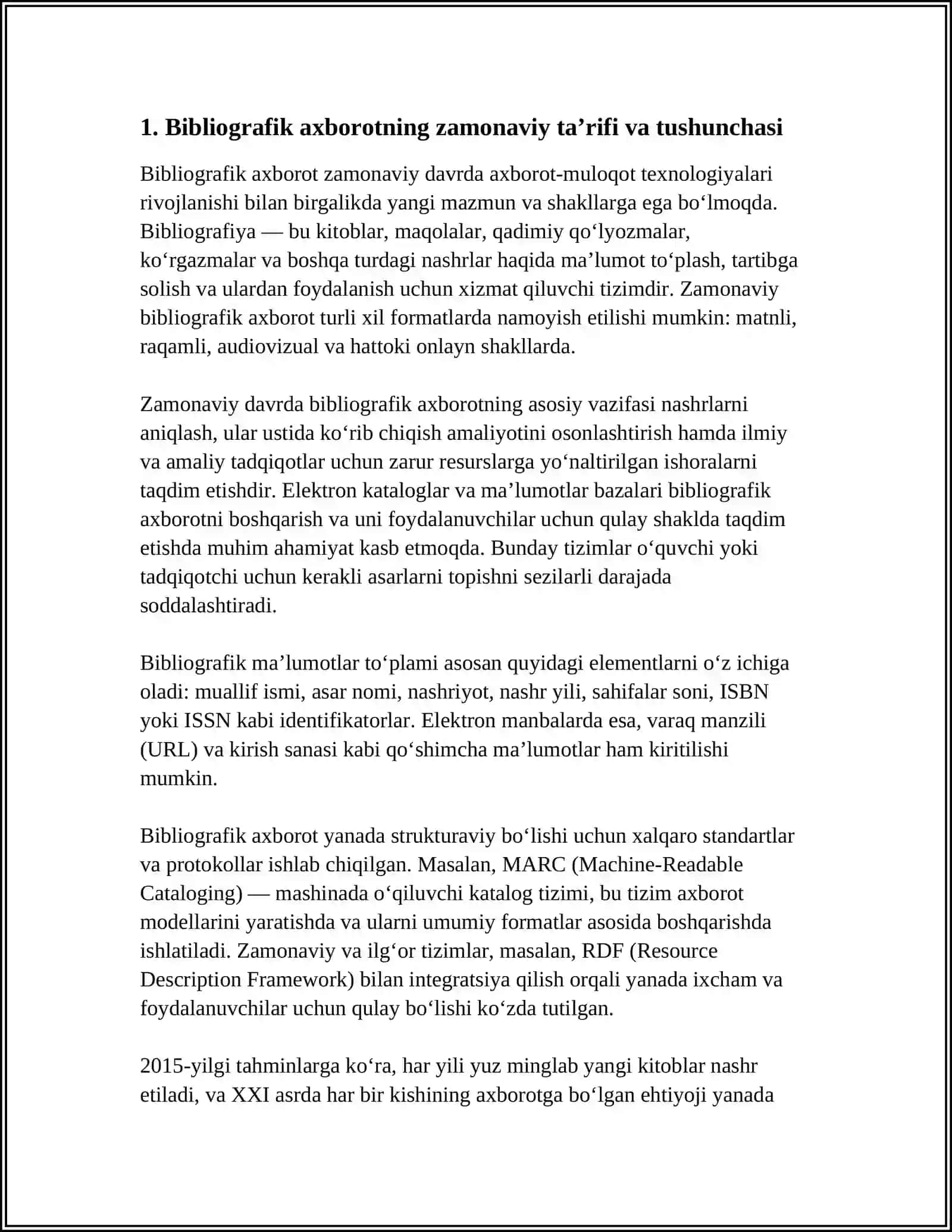 BIBLIOGRAFIK AXBOROTNING ZAMONAVIY TUSHUNCHASI 4
