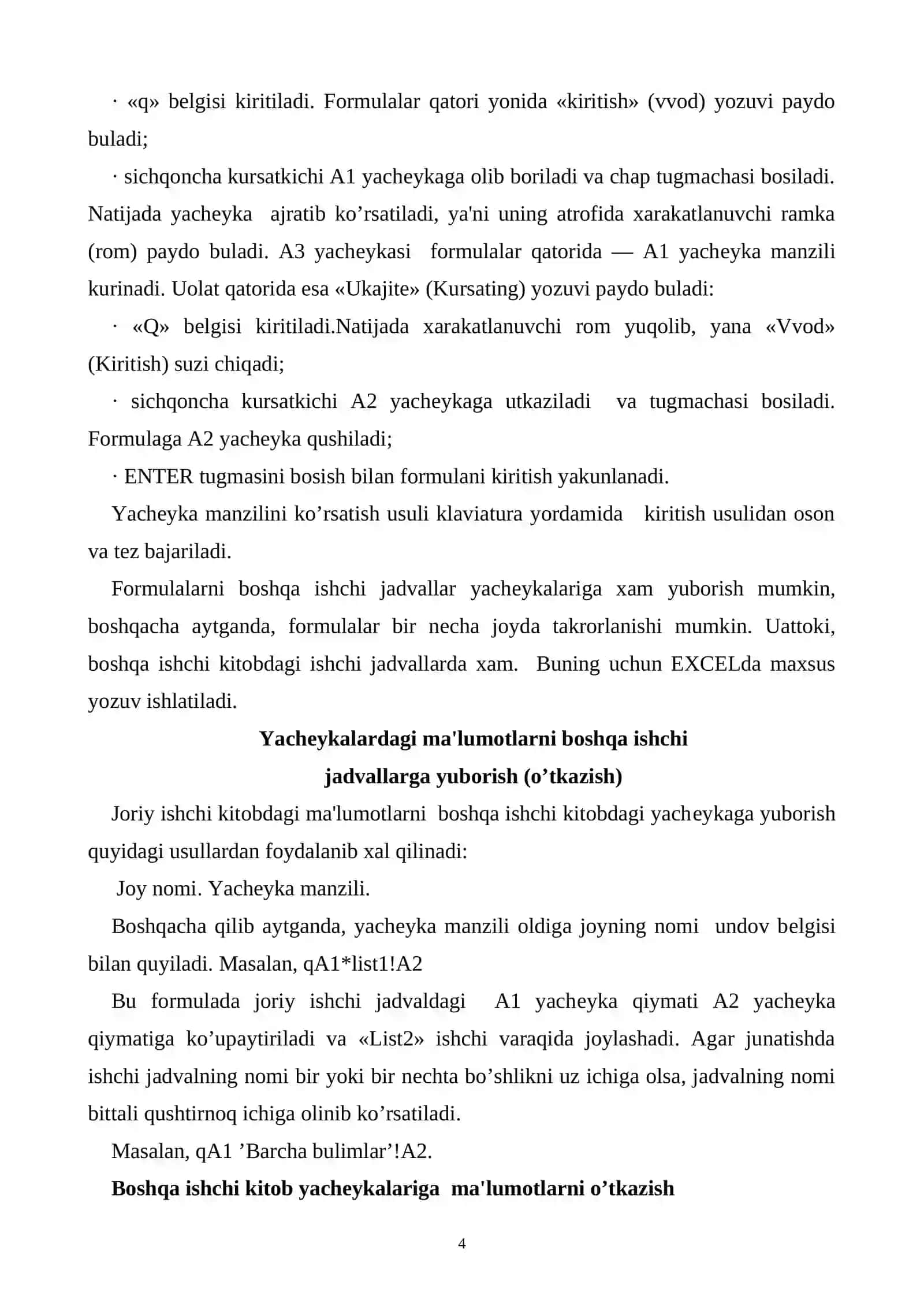 EXCELda FORMULA VA Funksiyalar bilan ishlash 4