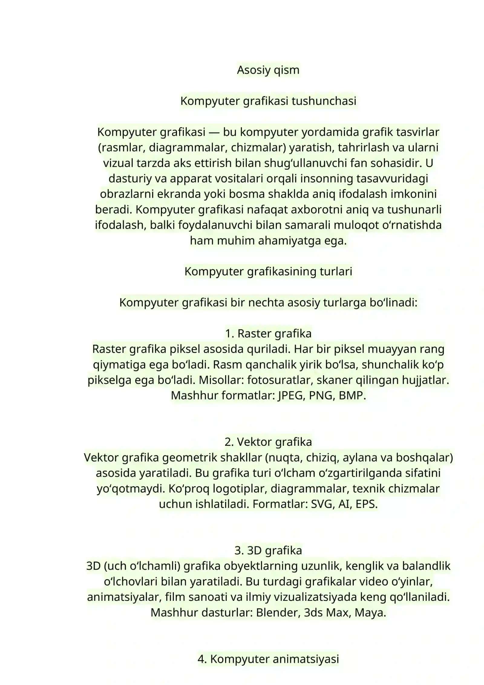 Kompiuyuter grafikasi va uning turlari 4