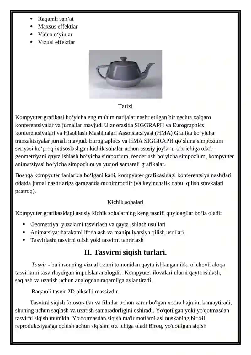 Tasvirni siqish. Statistik ortiqchalikni taqsimlash. 4