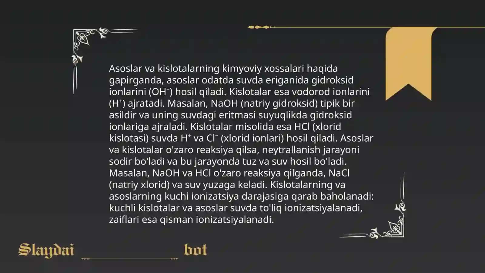 Asoslar va kislotalarning kimyoviy xossalari 4