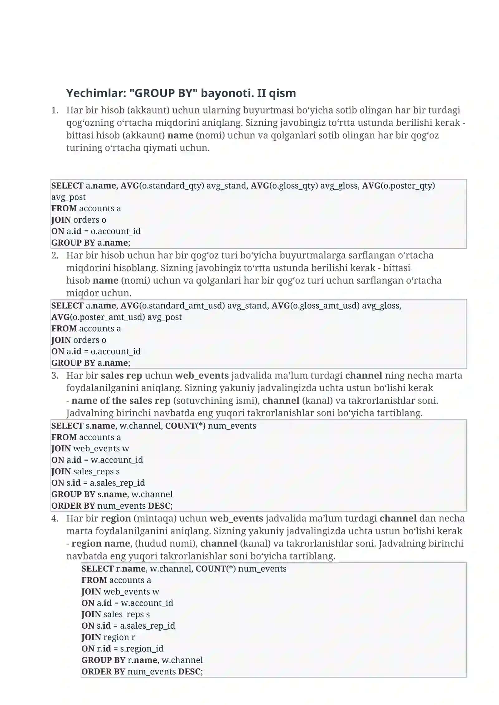 Aggregat funksiyalar 4