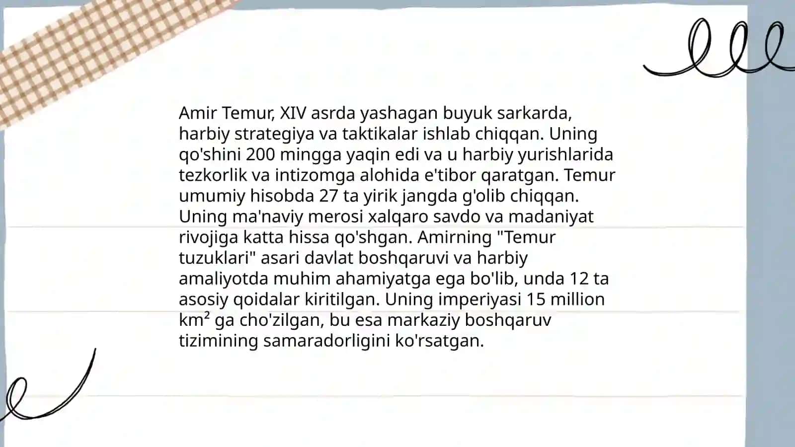 Amir Temurning adolat va davlat qurilishi gʻoyalari 4