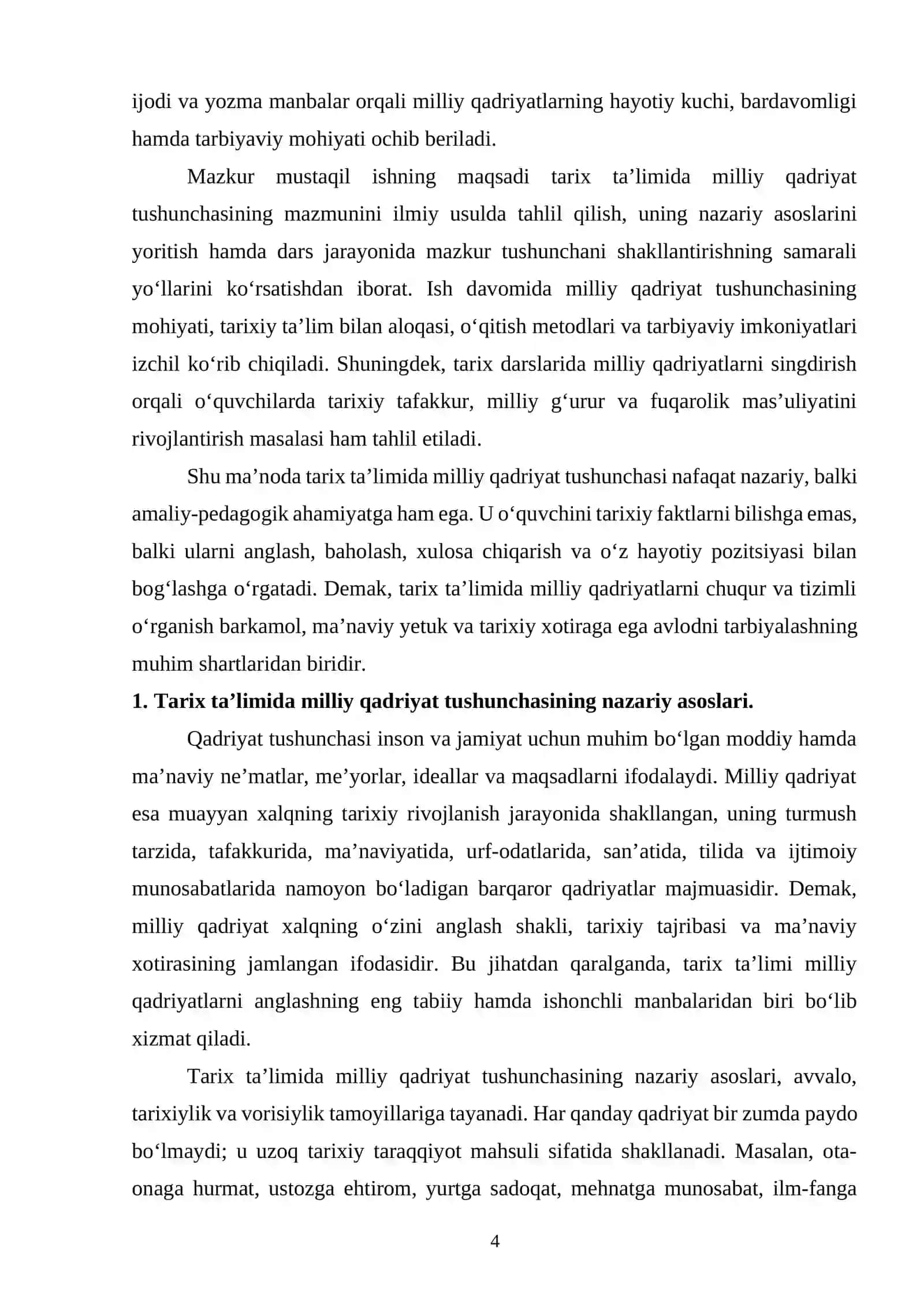 Tarix ta’limida milliy qadriyat tushunchasi 4