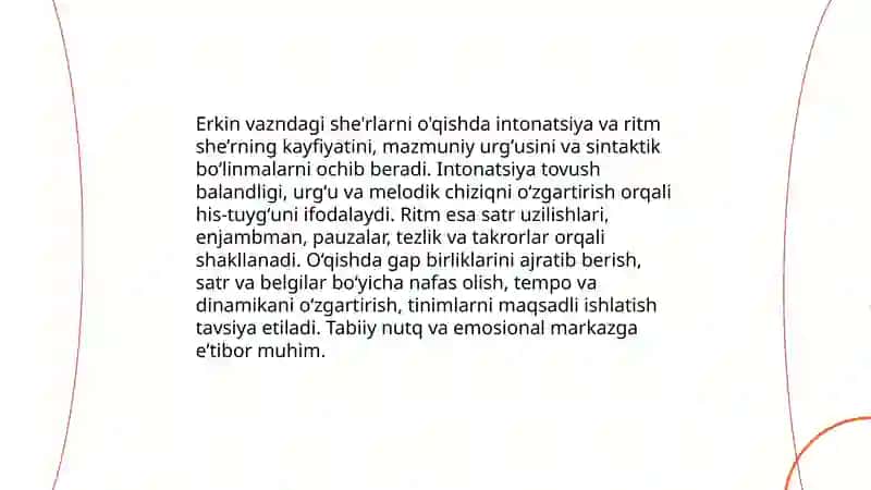 Erkin vazndagi she'rlarni oʻqish 4