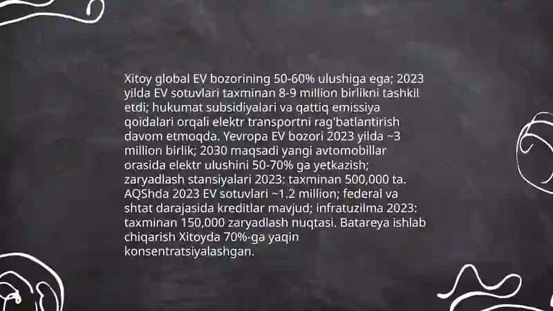 Elektromobillar va gibrid transport vositalari 4