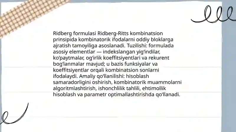 Ridberg-Rittsning kombinatsion prinspi 4