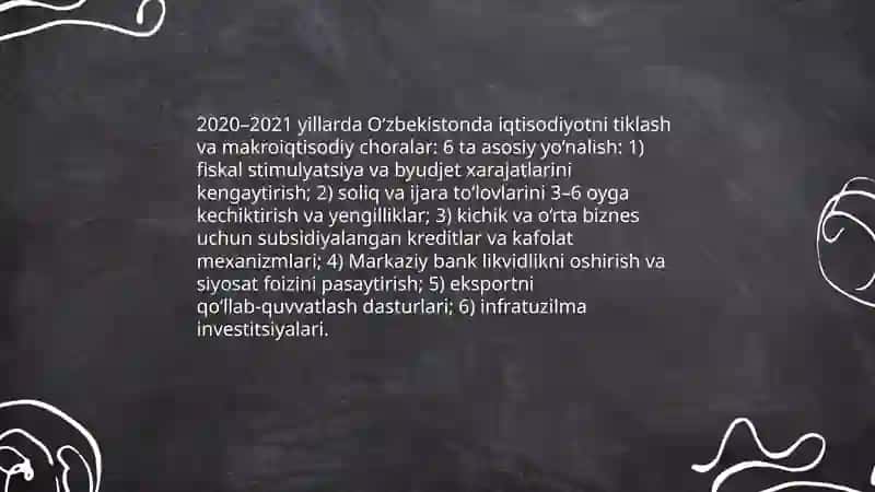Pandemiya sharoitida O’zbekiston 4