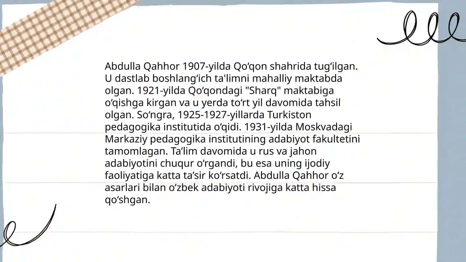Abdulla Qahhor hayoti va ijodi 4