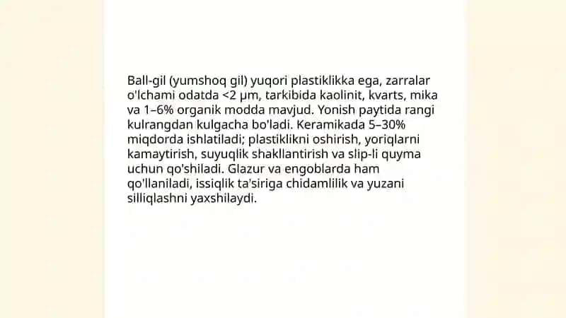 Oq gil (kaolin) va uning keramika xossalari 4