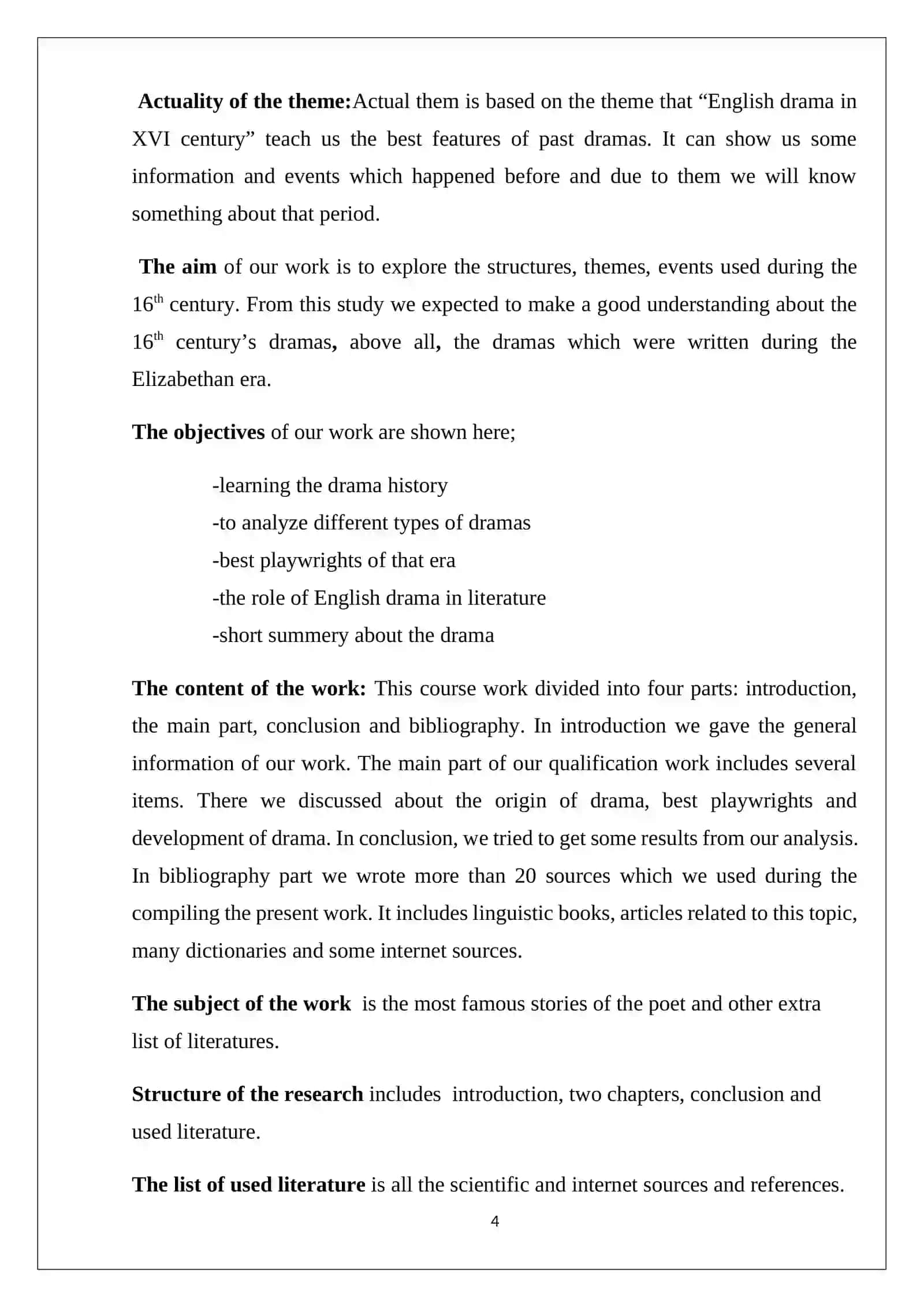 COURSE WORK: English drama in the 16th century 4