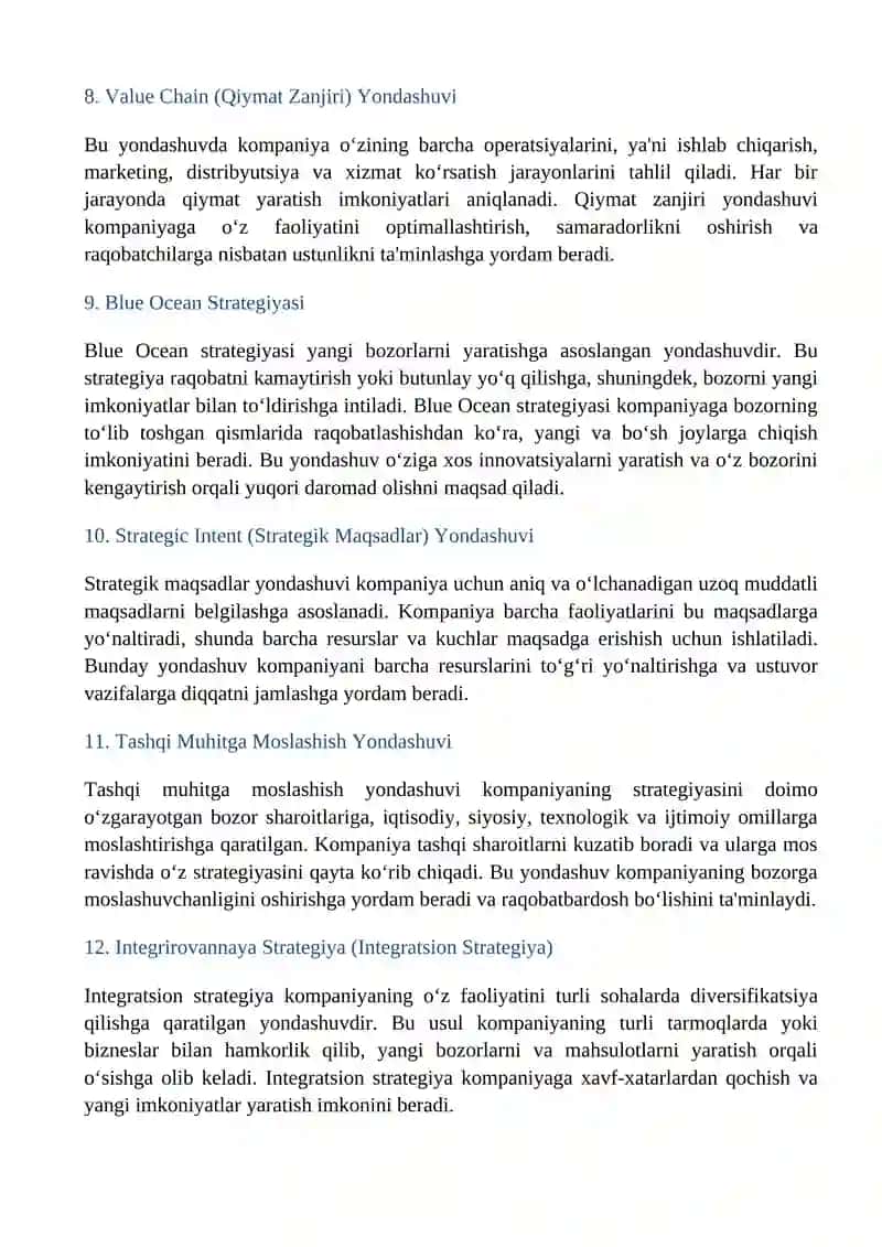 Kompaniya strategiyasini shakllanishiga yondashuvlar 4