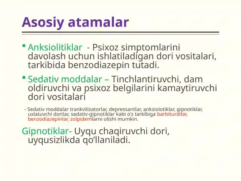 Trankvilizatorlar va sedativ moddalar 4