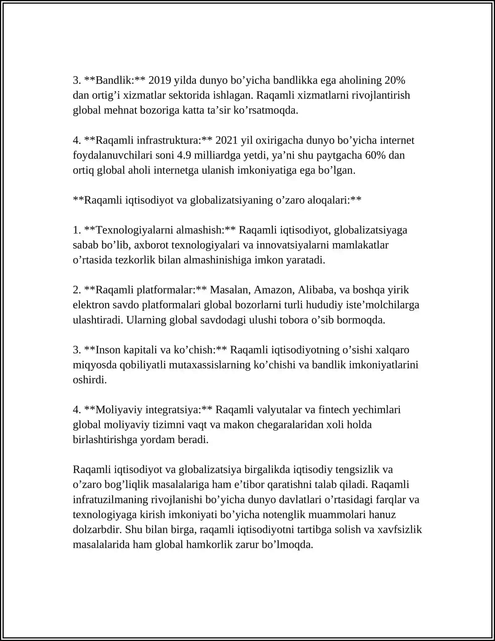 RAQAMLI IQTISODIYOTNI RIVOJLANTIRISH AXBOROT KOMMUNIKATSIYA TEXNOLOGIYALARINI OʻRNI 4