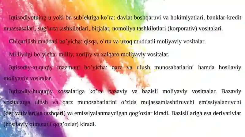 INVESTITSIYALARNI MOLIYALASHTIRISHDA MOLIYAVIY VOSITALAR 4