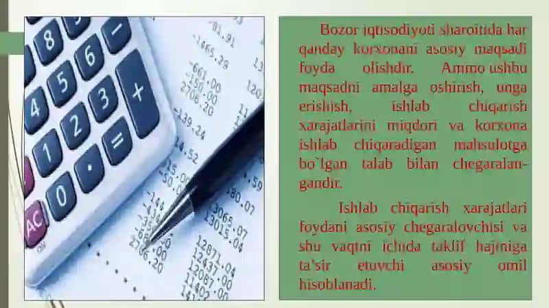 Ishlabchiqarish xarajatlari 4