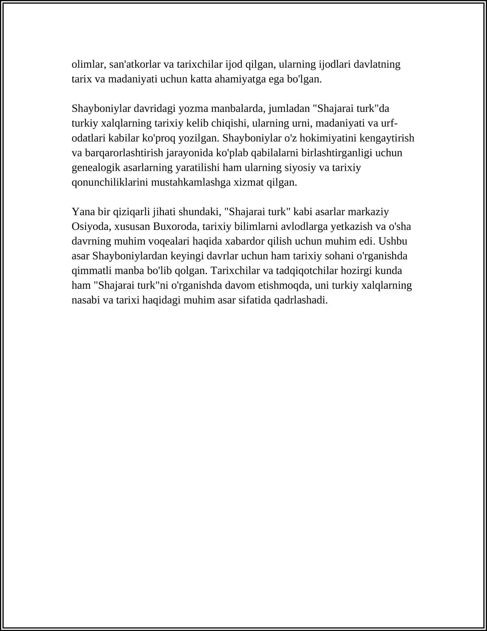 SHAJARAI TURK ASARINING ADABIYOT TARIXIDAGI OʻRNI 4